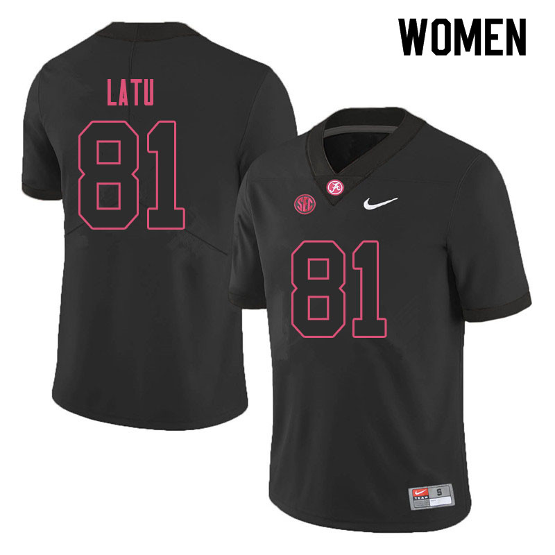 Women #81 Cameron Latu Alabama Crimson Tide College Football Jerseys Sale-Black